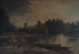 Twickenham Parish Church and Eel Pie Island, 1821